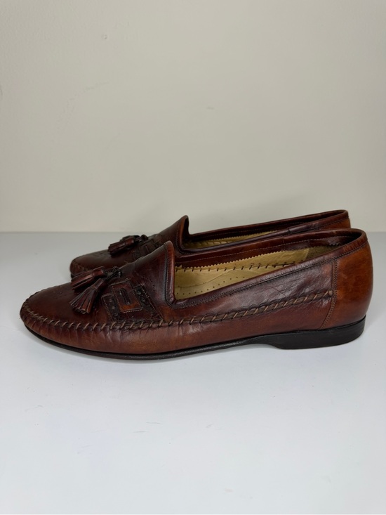 Santoni Brown Woven Leather Tassel Loafers Men’s 10D Made in Italy Handcrafted main image 13